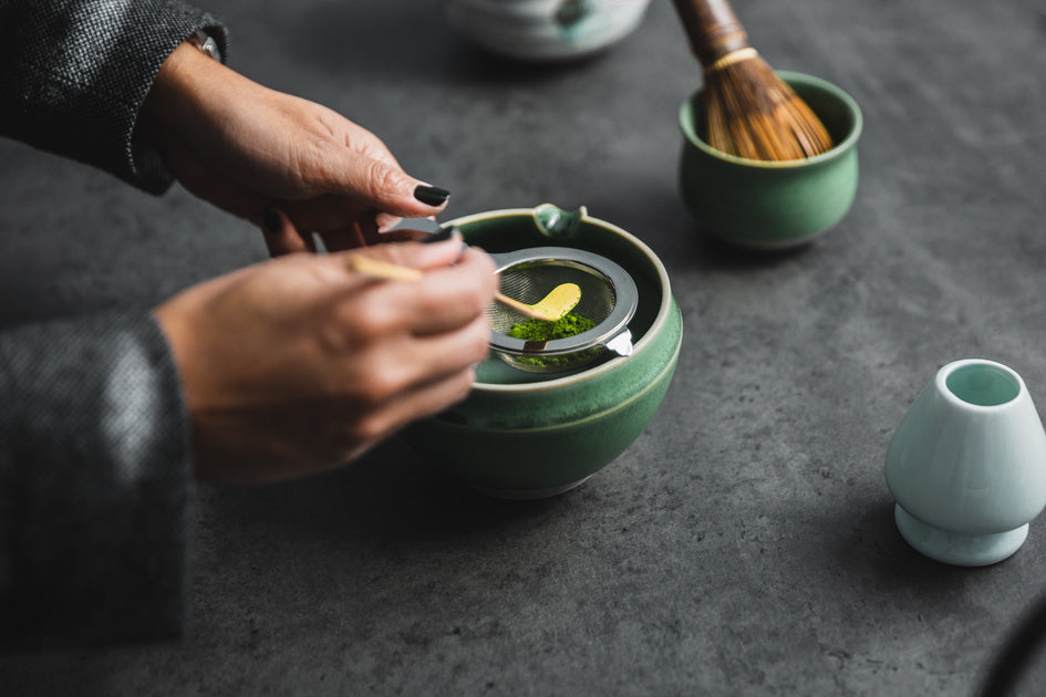 Suikaen Artisan Matcha Whisk, Whisk rest, and Sieve from Tsubame