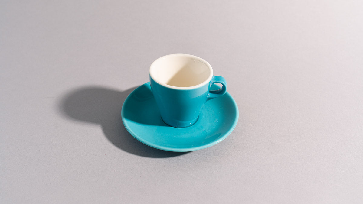 ExceptionlabWe are Happy to Serve You Ceramic  Espresso Cup, 3-Ounce, Blue