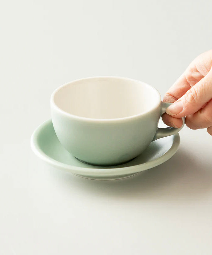 ORIGAMI 8oz Latte Bowl and Saucer Set Matte Green