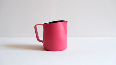10oz Milk Pitcher in Pink Color with white background